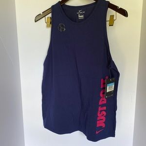 DriFit slight racer back blue w/pink letters size M